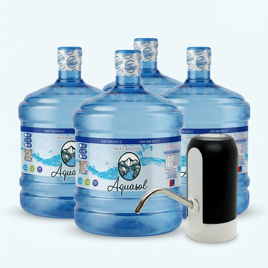 Pack Inicial 12 L: 4 Bidones 12 L c/manilla + Dispensador USB