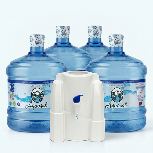 Pack Inicial 12 L: 4 Bidones 12 L c/manilla + Dispensador Sobremesa